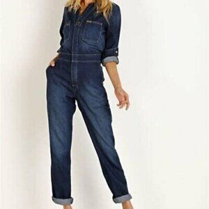 New BP + WILDFANG Denim Jumpsuit Long Sleeve Utility Coveralls Indigo Blue LG